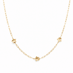 14k Yellow Gold Paper Clip with Stars Necklace 18" - Miral Jewelry