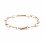 14K Yellow Gold Paper Clip Women's Bracelet - Miral Jewelry