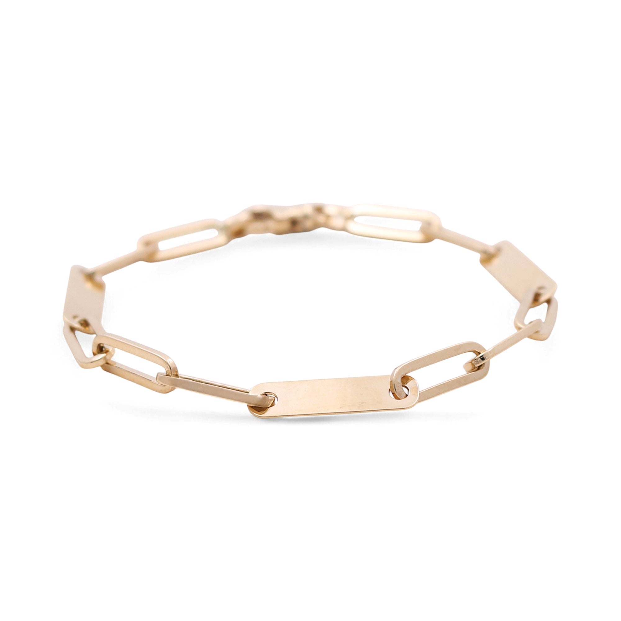 14K Yellow Gold Paper Clip Women's Bracelet - Miral Jewelry