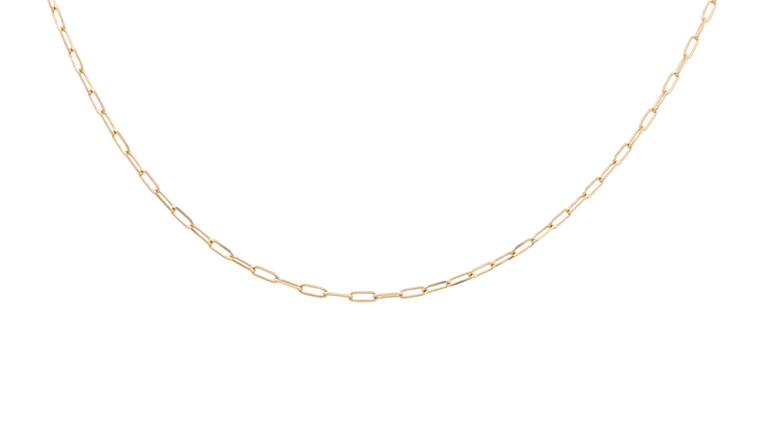 14K Yellow Gold Paper Clip Women's Chain 18" - Miral Jewelry