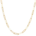 14K Yellow Gold Paper Clip Women's Chain 20" - Miral Jewelry