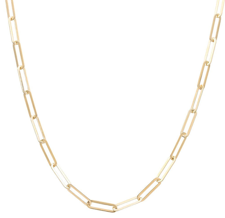 14K Yellow Gold Paper Clip Women's Chain 20" - Miral Jewelry