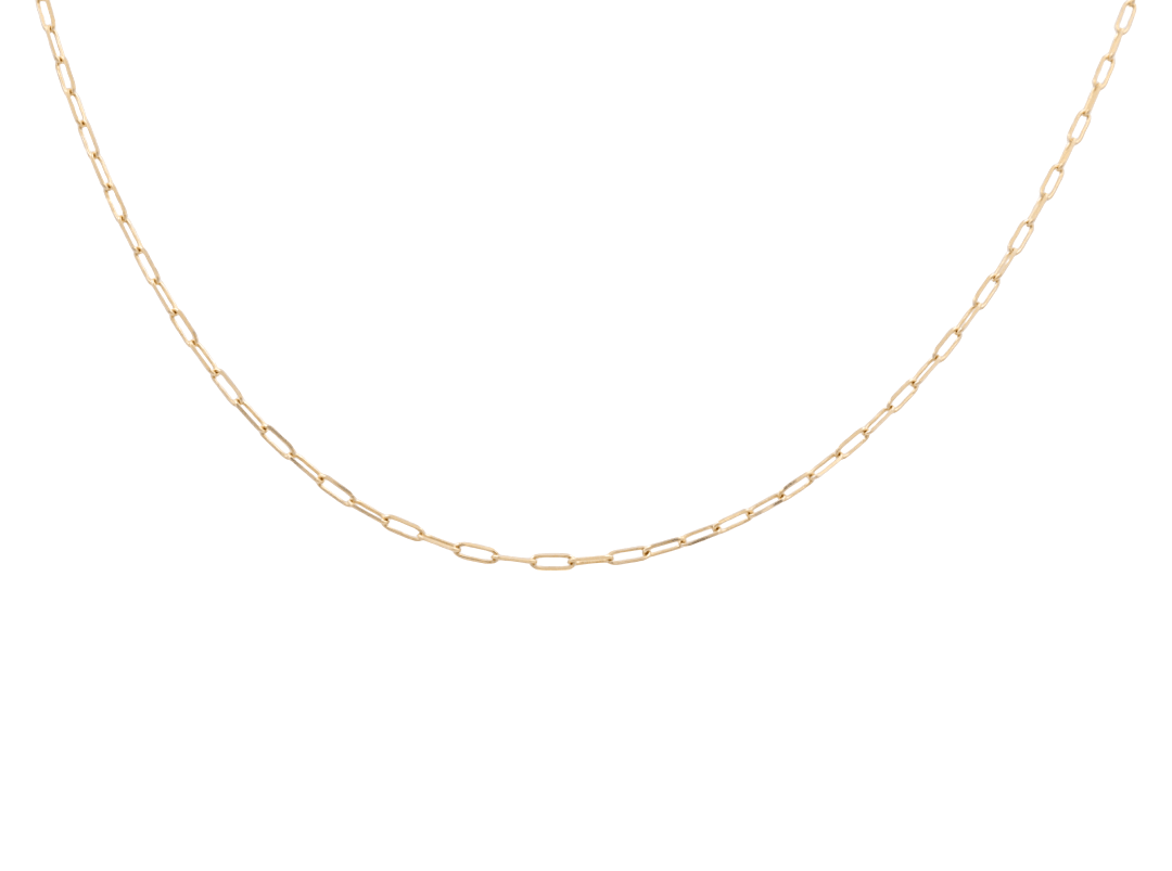 14K Yellow Gold Paper Clip Women's Chain 20" - Miral Jewelry