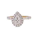 14K Yellow Gold Pear Bridal Woman Ring with Round Diamonds - Miral Jewelry