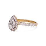 14K Yellow Gold Pear Bridal Woman Ring with Round Diamonds - Miral Jewelry