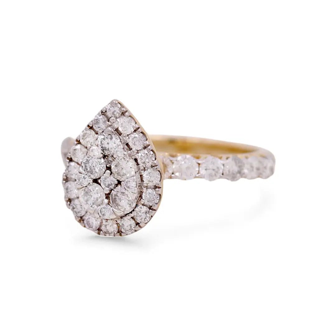 14K Yellow Gold Pear Halo Diamond Engagement Ring 1.77 ct tw – view 2