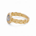 14K Yellow Gold Pear Light Blue Fashion Women's Ring - Miral Jewelry