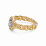 14K Yellow Gold Pear Light Blue Fashion Women's Ring - Miral Jewelry