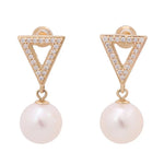 14K Yellow Gold Pearl And Diamonds Earrings - Miral Jewelry