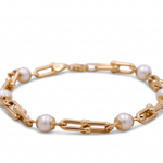 14K Yellow Gold Pearl Bracelet Women's - Miral Jewelry