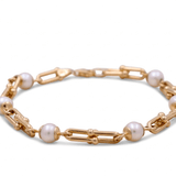 14K Yellow Gold Pearl Bracelet Women's - Miral Jewelry
