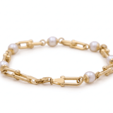 14K Yellow Gold Pearl Bracelet Women's - Miral Jewelry