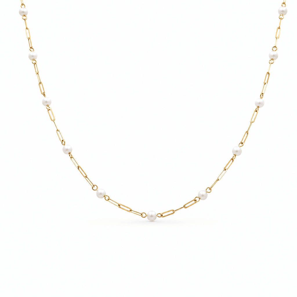 14k Yellow Gold Pearl Necklaces 18" - Miral Jewelry