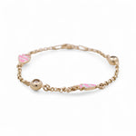 14K Yellow Gold Pink Fish Bracelet Kid - Miral Jewelry