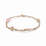 14K Yellow Gold Pink Fish Bracelet Kid - Miral Jewelry