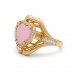 14K Yellow Gold Pink Heart Fashion Women's Ring - Miral Jewelry