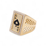 14k Yellow Gold Play Card Fashion Men's Ring - Miral Jewelry