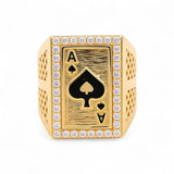 14k Yellow Gold Play Card Fashion Men's Ring - Miral Jewelry