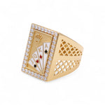 14k Yellow Gold Play Cards Men's Fashion Ring - Miral Jewelry