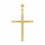 14K Yellow Gold Polished Tube Cross Pendant – 2.2 g - Miral Jewelry