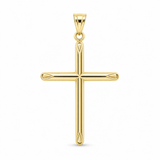 14K Yellow Gold Polished Tube Cross Pendant – 2.2 g - Miral Jewelry