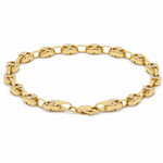 14K Yellow Gold Puffed Mariner Link Bracelet – 7.5" - Miral Jewelry