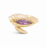 14K Yellow Gold Purple Stone Fashion Women's Ring - Miral Jewelry