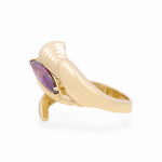 14K Yellow Gold Purple Stone Fashion Women's Ring - Miral Jewelry