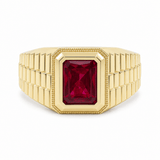 14k Yellow Gold Red Fashion Ring Men's - Miral Jewelry