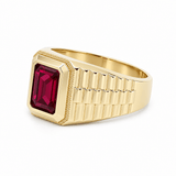 14k Yellow Gold Red Fashion Ring Men's - Miral Jewelry