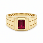 14k Yellow Gold Red Fashion Ring Men's - Miral Jewelry