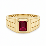 14k Yellow Gold Red Fashion Ring Men's - Miral Jewelry