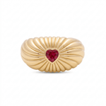 14K Yellow Gold Red Heart Fashion Women's Ring - Miral Jewelry