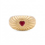 14K Yellow Gold Red Heart Fashion Women's Ring - Miral Jewelry