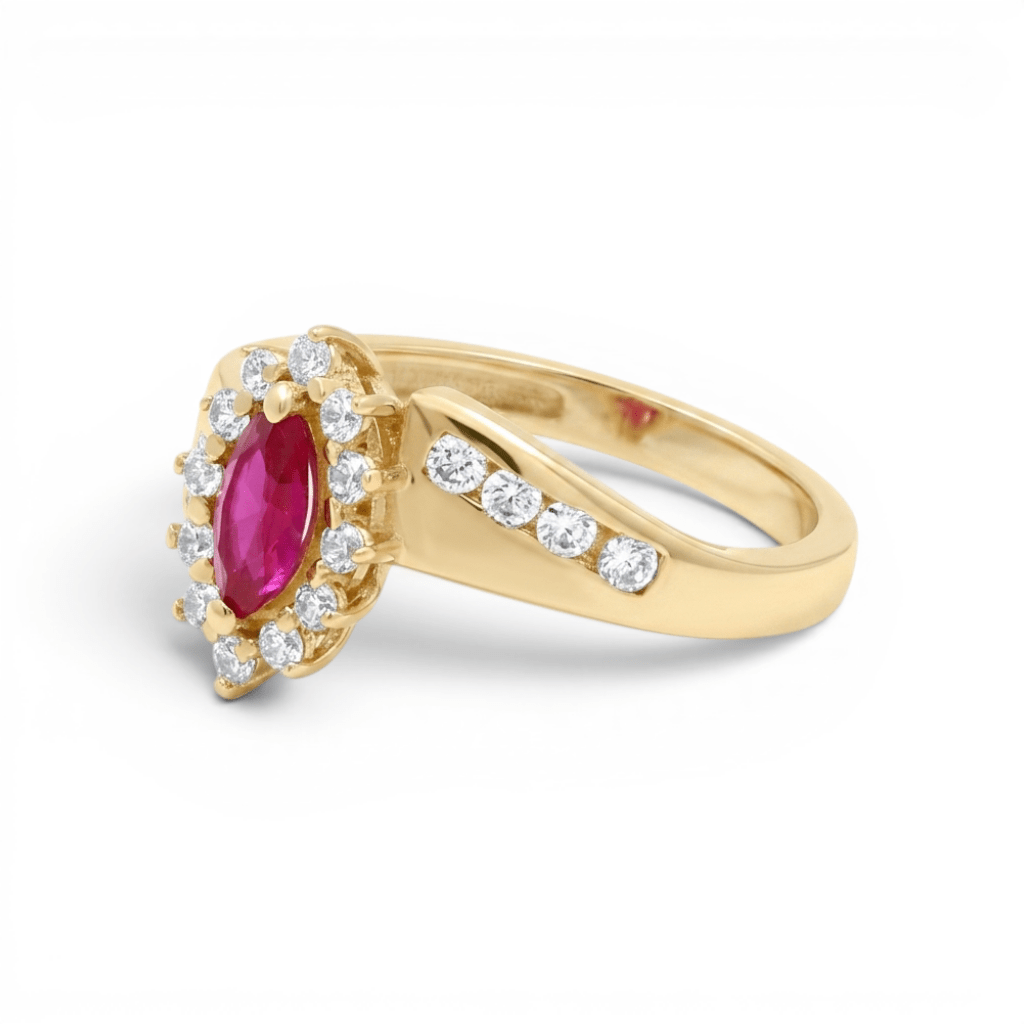 14K Yellow Gold Red Marquise Fashion Women's Ring - Miral Jewelry