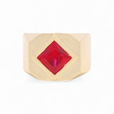 14k Yellow Gold Red Square Fashion Ring - Miral Jewelry