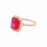 14K Yellow Gold Red Square Fashion Women's Ring - Miral Jewelry