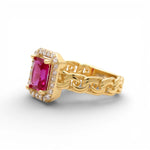 14K Yellow Gold Red Stone Fashion Women's Ring - Miral Jewelry