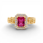 14K Yellow Gold Red Stone Fashion Women's Ring - Miral Jewelry