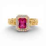 14K Yellow Gold Red Stone Fashion Women's Ring - Miral Jewelry