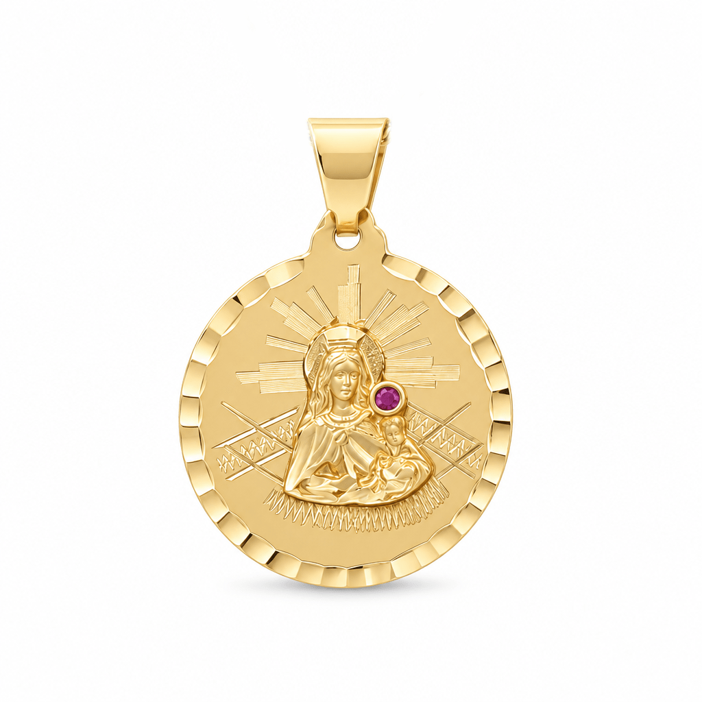 14K Yellow Gold Rendant Medal Pendant - Miral Jewelry