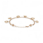 14K Yellow Gold Rolo with Charms Link Women's Bracelet - Miral Jewelry