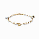 14K Yellow Gold Rolo with Charms Women's Bracelet - Miral Jewelry