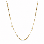 14K Yellow Gold Rosary Necklace with Cross & Virgin Medal 16.5in