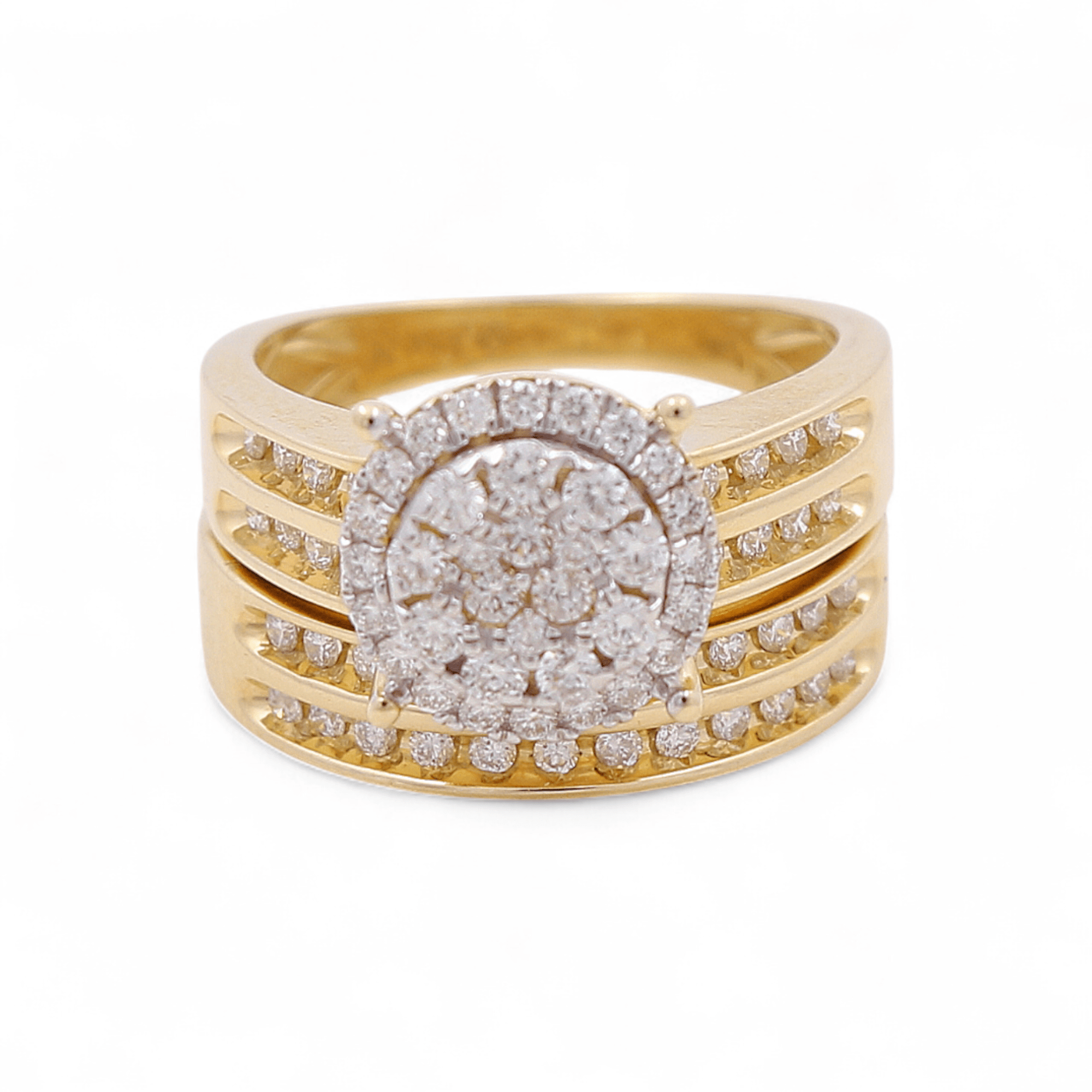 14k Yellow Gold Round 3 Pieces Set with 1.33tw Round Diamonds - Miral Jewelry