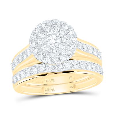 14k Yellow Gold Round 3 Pieces Set with 1.37tw Round Diamonds - Miral Jewelry