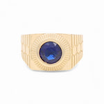 14k Yellow Gold Round Blue Fashion Ring - Miral Jewelry