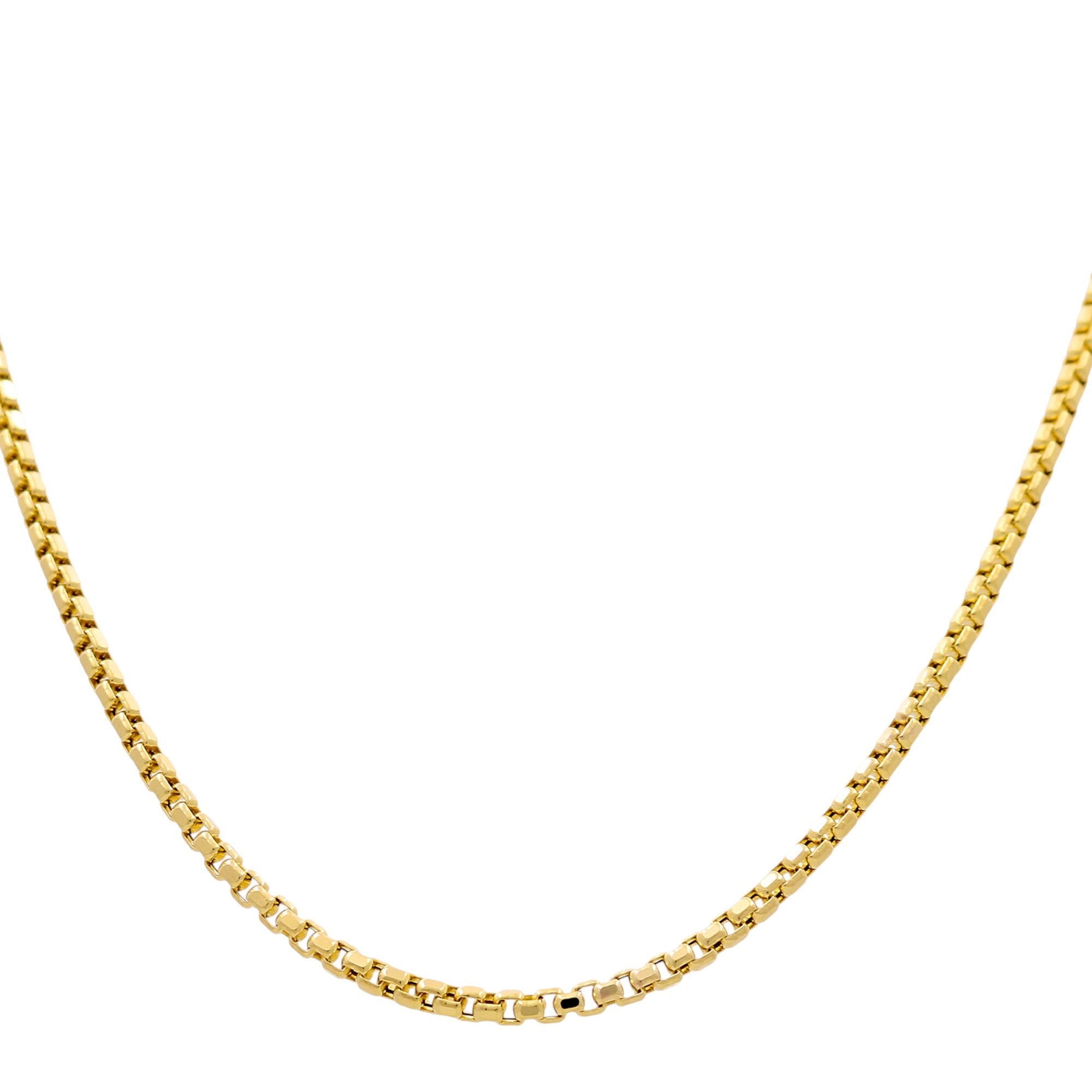 14K Yellow Gold Round Box Chain 19.5" - Miral Jewelry