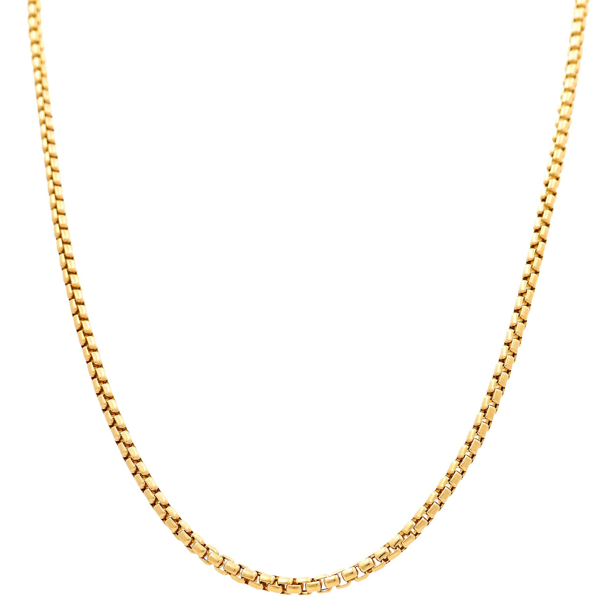 14K Yellow Gold Round Box Chain 21.5" - Miral Jewelry