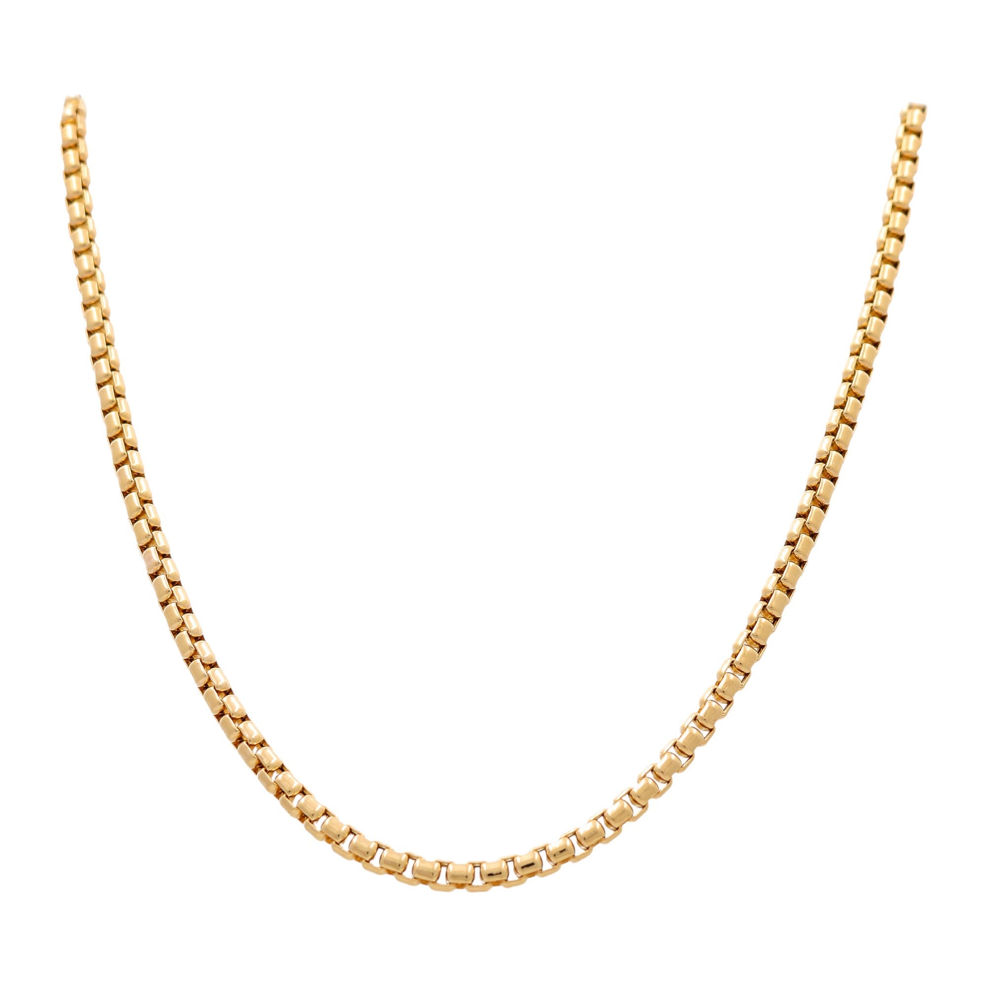 14K Yellow Gold Round Box Chain 24" - Miral Jewelry